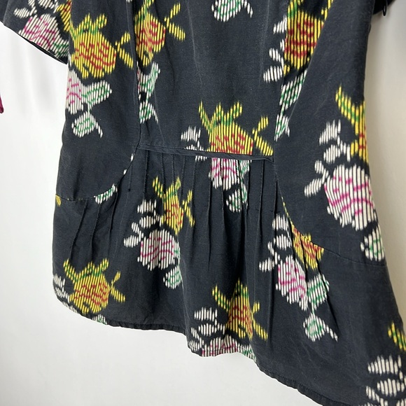 Anthropologie Floreat Black Floral Top Embroidered Sleeves Silk Blend Sz… - Picture 9 of 14